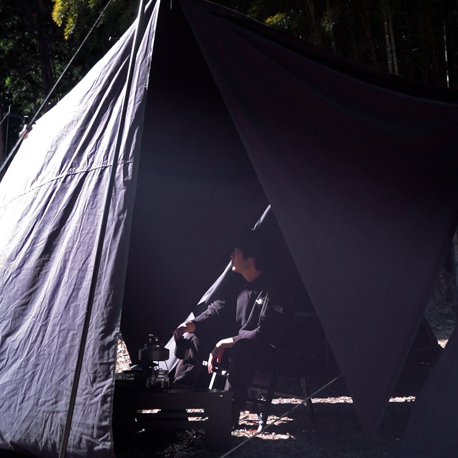 BLACK SHELTER TWIN V2 Black Shelter Twin Black Tent TC Large Black