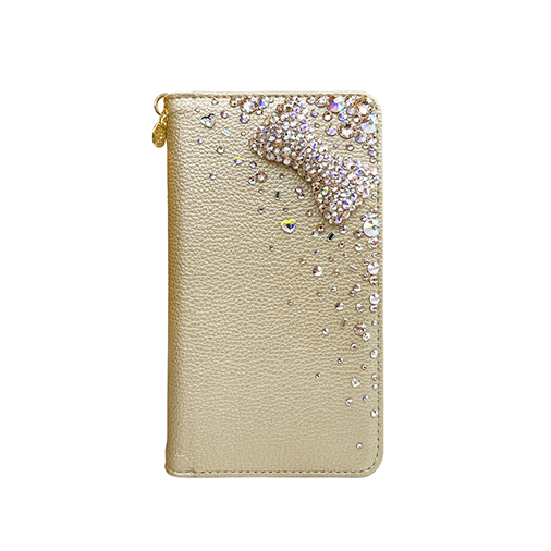 Smartphone Case M/Synthetic leather/RibbonM Sparkling(Gold