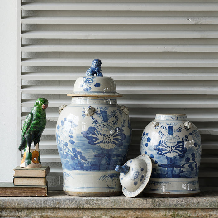 Jingdezhen Hand-Painted Temple Jar with Lotus — Blue Ocean Traders