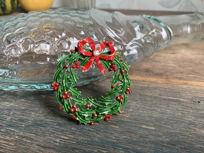 アメリカ 60s Weiss ウェイス ブローチ クリスマスリース ヴィンテージ