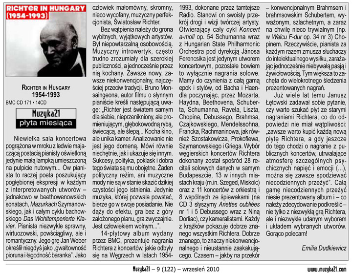 Richter in Hungary (1954-1993) - 14 CD Box Set | BMC Records