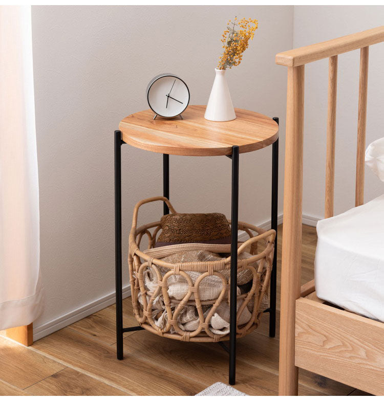 バスケット付きサイドテーブル テーブル バスケット付き 収納 机