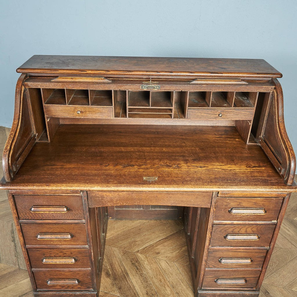 英国 アンティーク 蛇腹式 ロールトップ デスク #85269 – camori