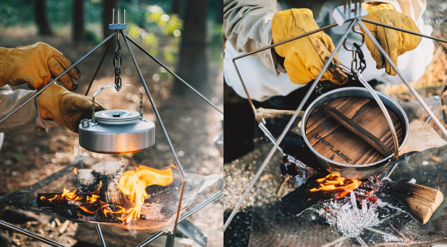 ユニフレーム2025年新商品「ファイアスタンド ポットハンガー