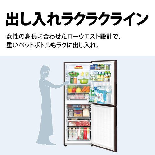 シャープ 冷蔵庫 280L 右開き 2ドア 幅56cm 4段ケース冷凍室 プラズマ