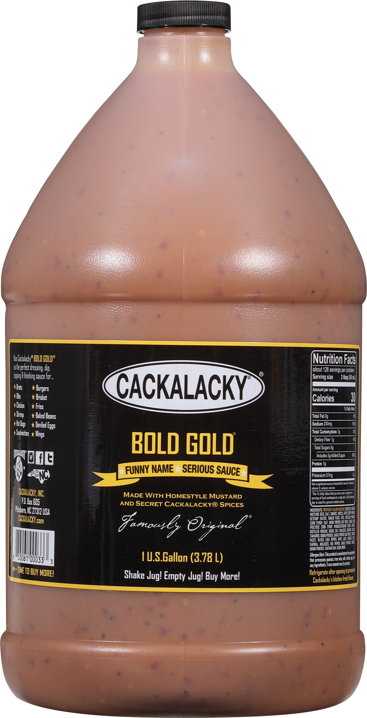 Cackalacky® Bold Gold® Sauce - 1 Gallon Jug (Special Price)