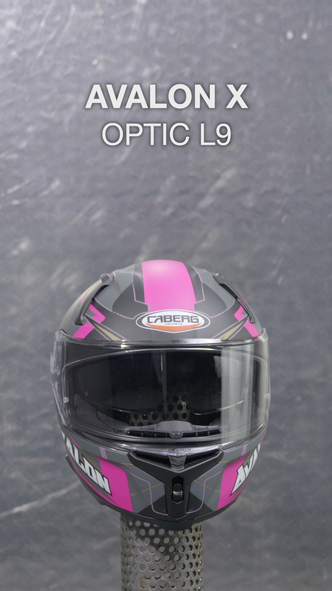 Avalon X Optic Matt Black, Grey & Fuchsia Pink Motorbike Helmet