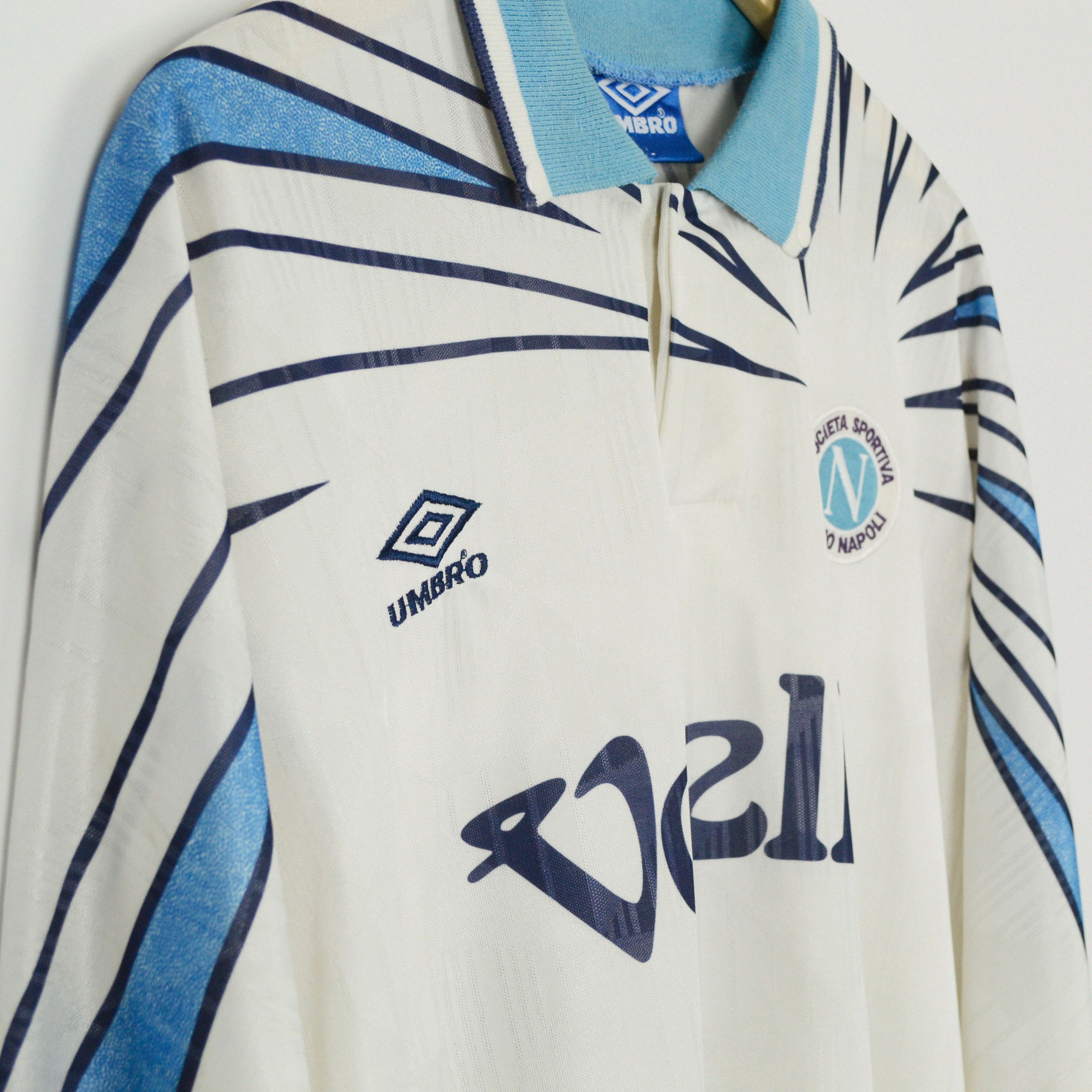 1991-93 Umbro Napoli Match Worn Away Shirt L – Calcio Vintage