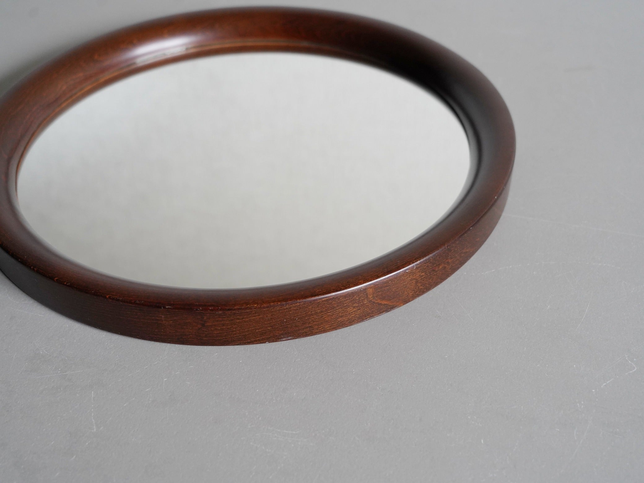 曲木鏡 丸小 古代色 柳宗理 秋田木工 ウォールミラー 壁掛け鏡 中古