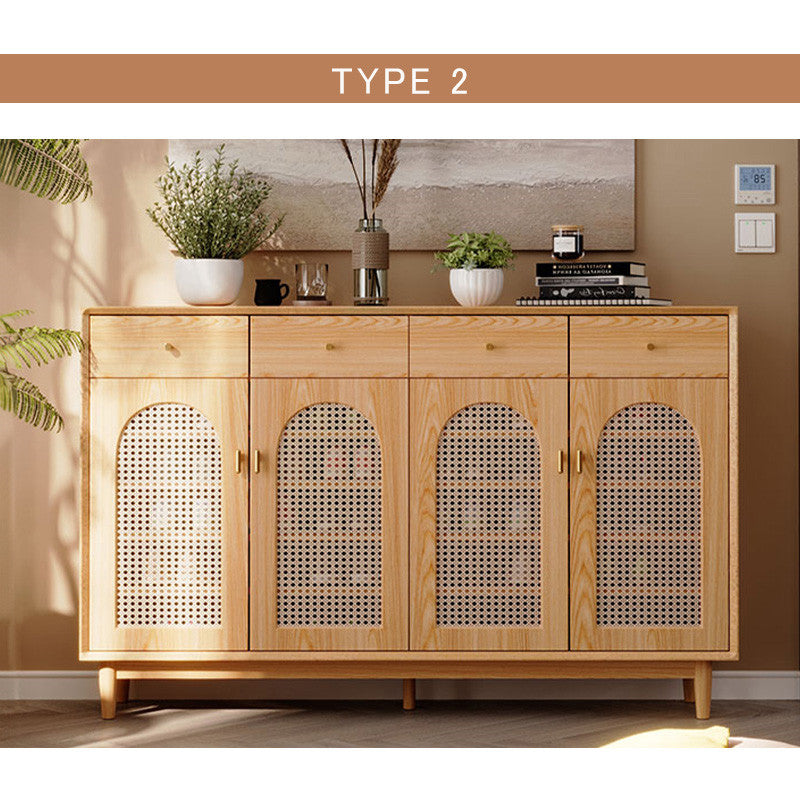 キャビネット タンス サイドボード ラタン 引出し 扉 収納 キッチン