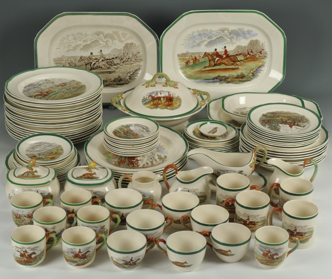 Lot 126: Copeland Spode Hunt Dinnerware, 88 pieces | Case Auctions