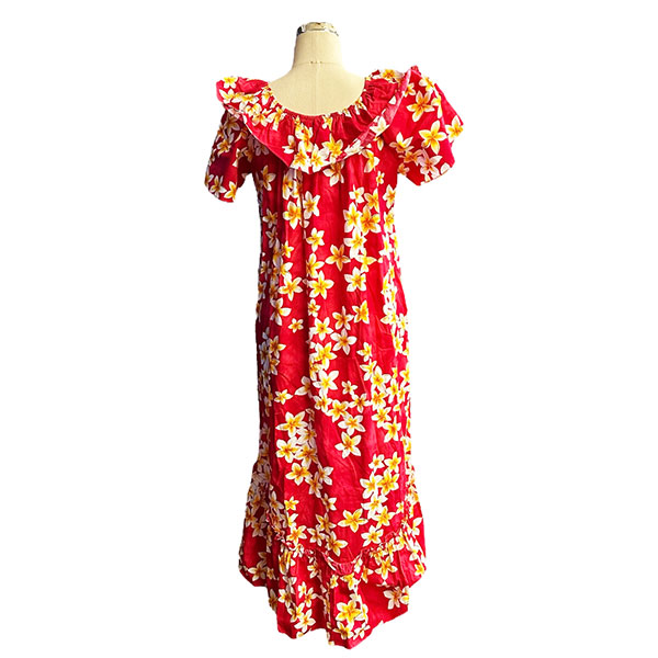 プルメリア柄 ムームー（ピンク）｜ハワイ・リゾート結婚式の参列衣装