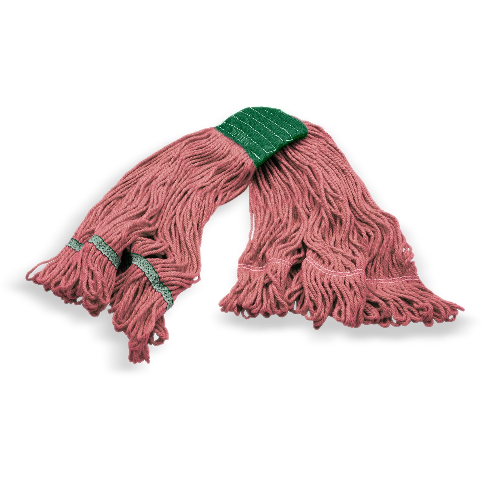 369418B05 - MED RED LOOPED-END MOP W/GREEN BAND - 4 PLY SYNTH
