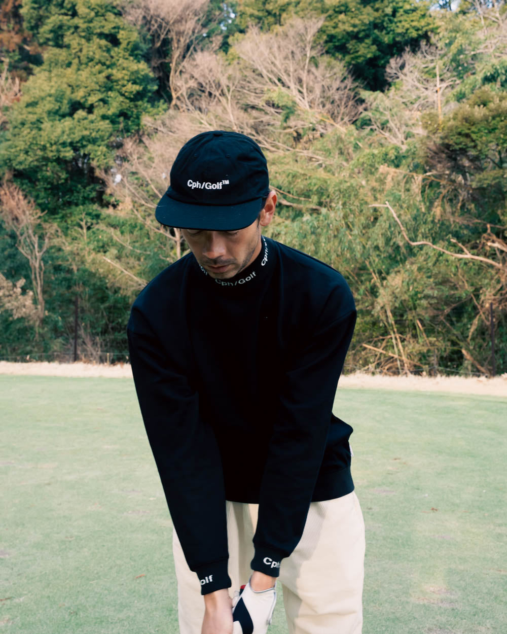 JACQUARD MOCK NECK LS TEE - BLACK - – Cph/Golf™︎