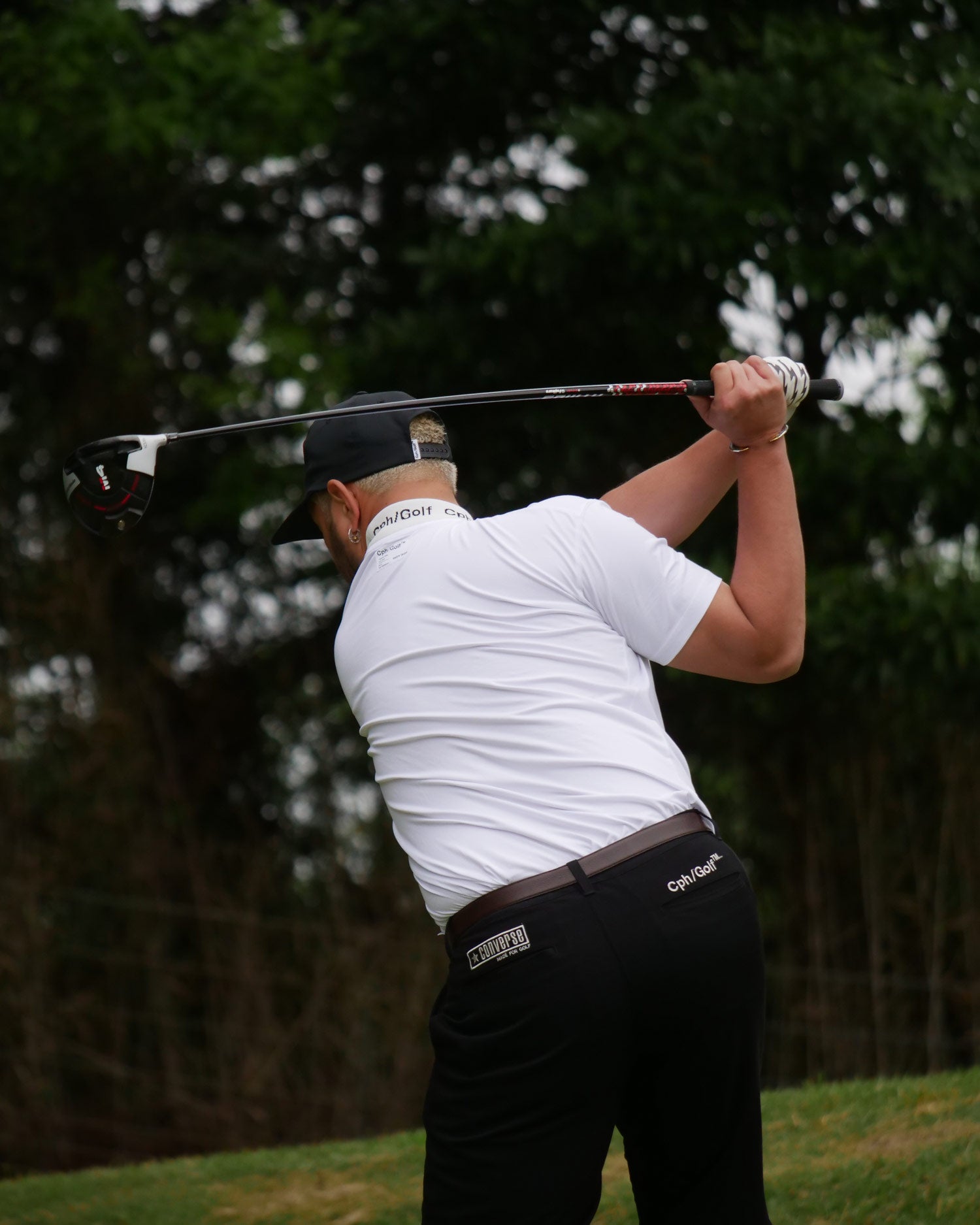 Cph/Golf™️ #JACQUARD LOGO MOCK NECK TEE - WHITE - – Cph/Golf™︎