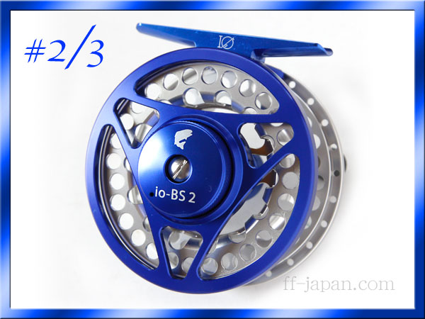 イオ】フライリール #2/3 ブルー&シルバー アルミマシンカット | ff-japan