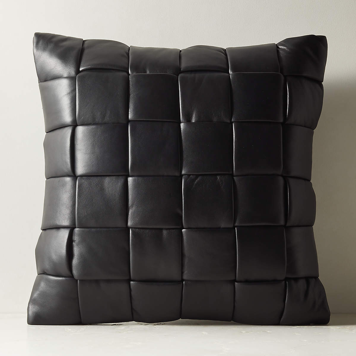 Jabas Black Woven Leather Throw Pillow Cover 23