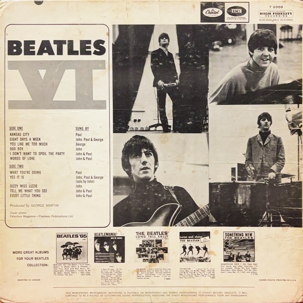 Beatles VI / The Beatles【カナダ盤(モノラル)】 - レコード評議会