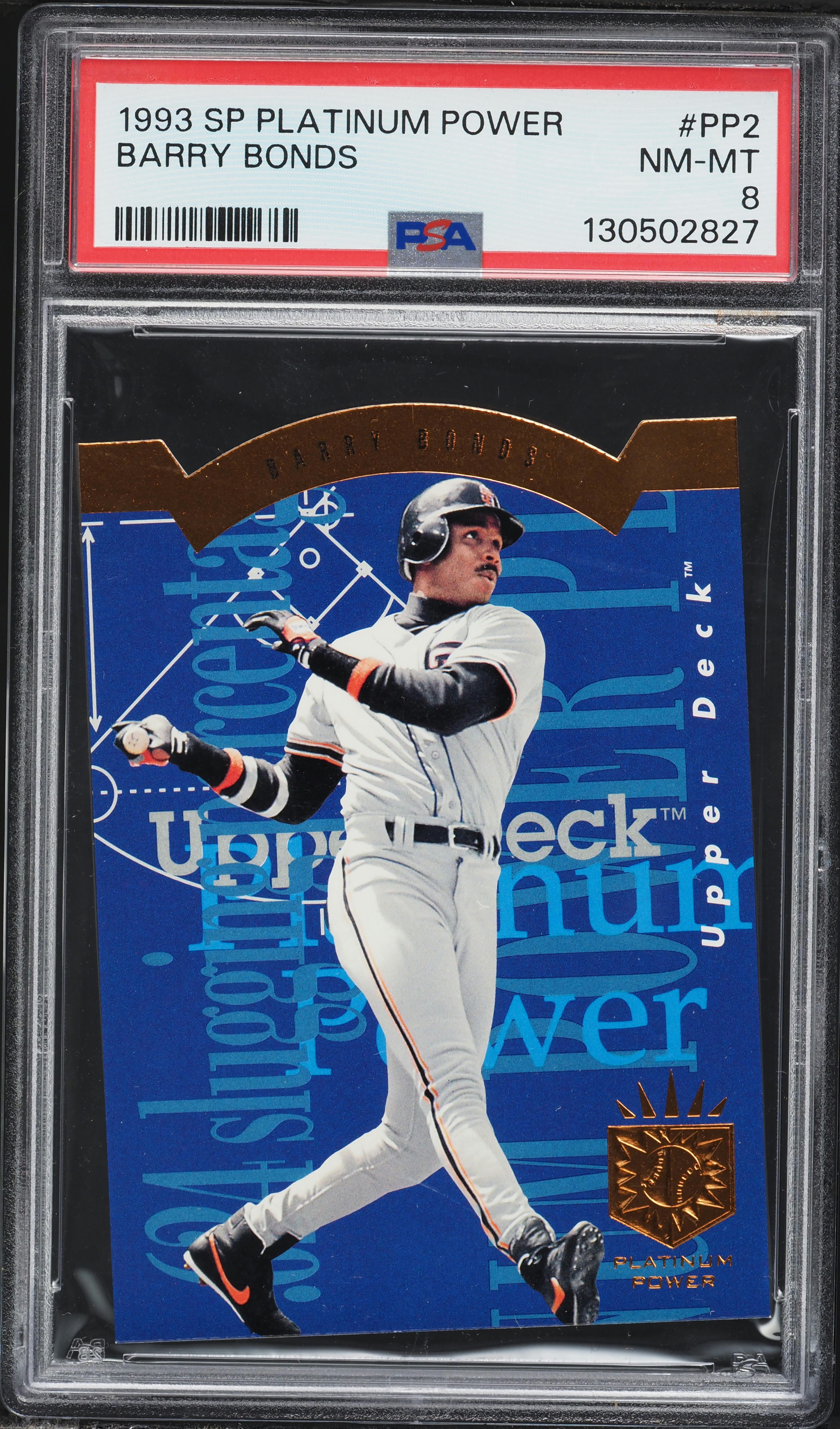 1993 SP Platinum Power Die-Cut Barry Bonds #PP2 PSA 8 NM-MT on