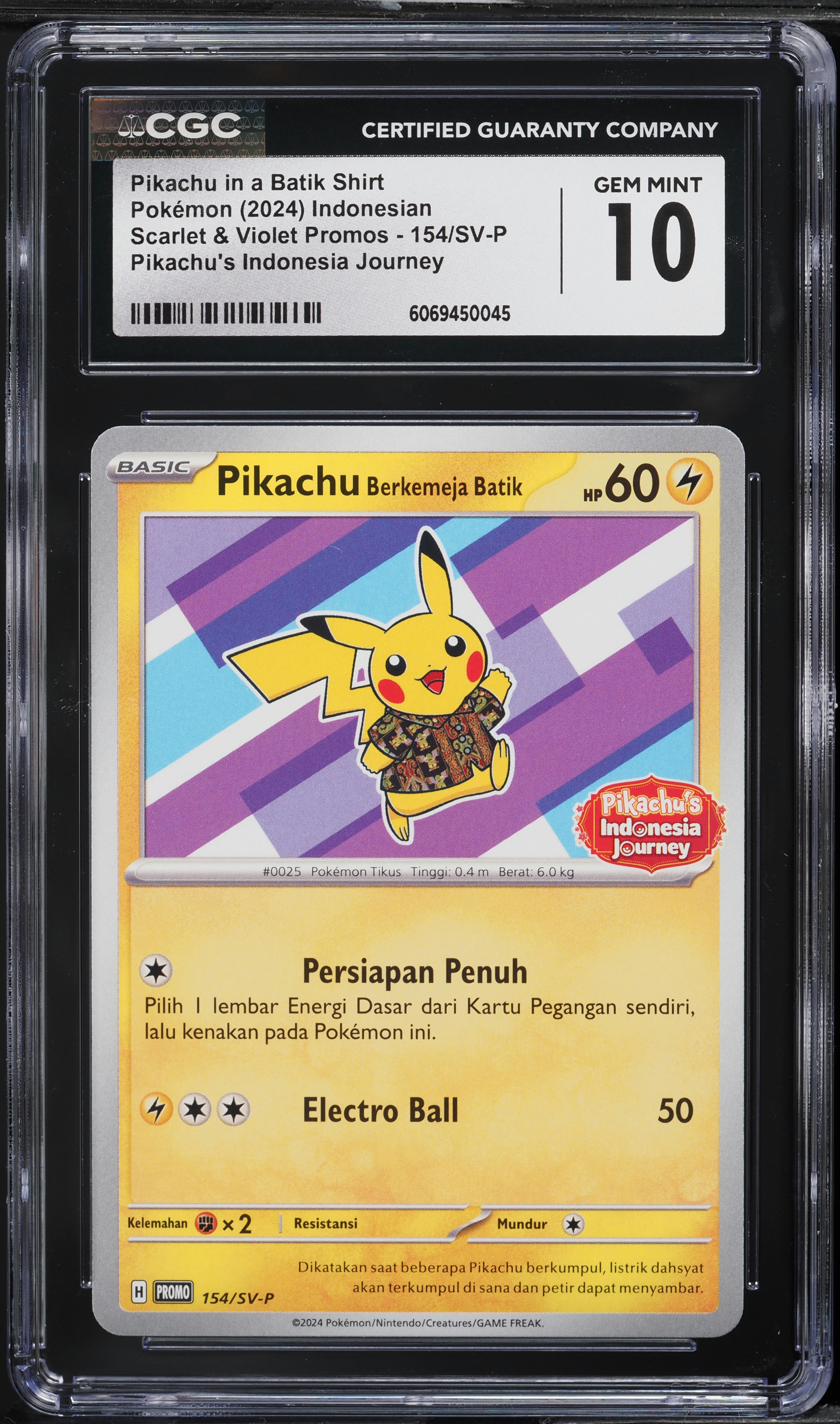 2024 Pokemon Indonesian SV Promo Pikachu In A Batik Shirt #154 CGC