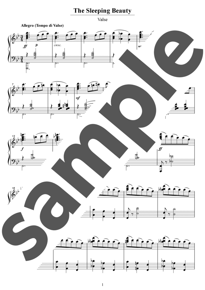 ピアノ楽譜】「眠れる森の美女」第1幕よりワルツ / P.Tchaikovsky
