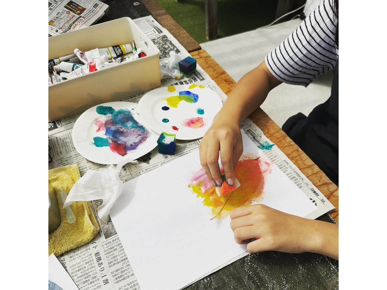 ボタニーペインティング体験】☆自然の葉で作るアート♪葉脈の美しさを