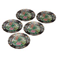 伊野正峰 日本の伝統工芸品【九谷焼】 6号皿揃 錦絵 (K9-149) (K8-112