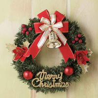 ストア・エキスプレス オーナメント付きクリスマスリース 30cm レッド