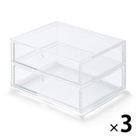 無印良品 重なるアクリルケース2段フタ付引出 大 約幅25.5×奥行17×高さ