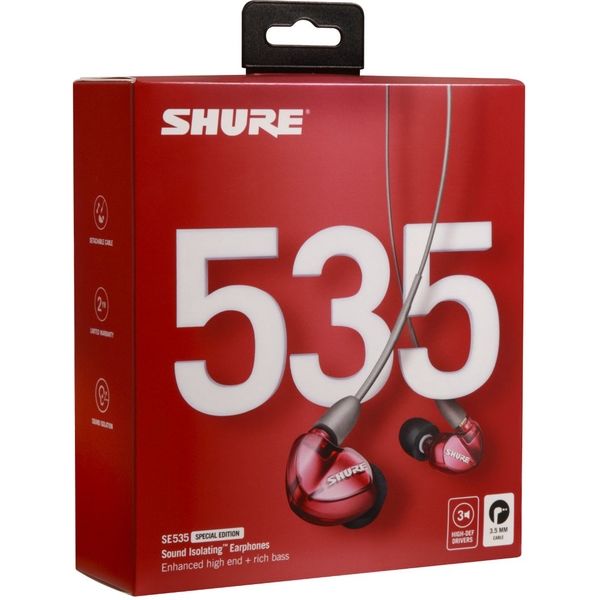 SHURE 高遮音性イヤホン/レッド(ストレートケーブル) SE535LTD-A 1個