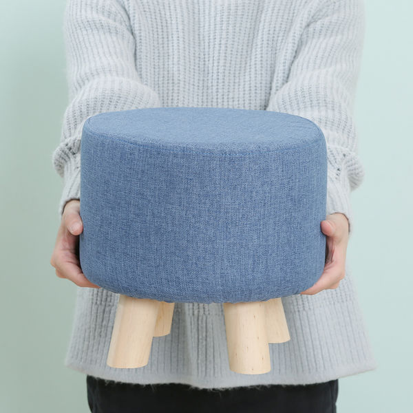 不二貿易 ミニファブリックスツール ラウンド ブルー 16442 1脚（直送