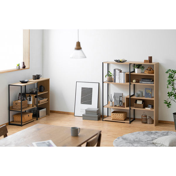 アイリスオーヤマ スライドオープンシェルフ ナチュラル/ブラック SOS