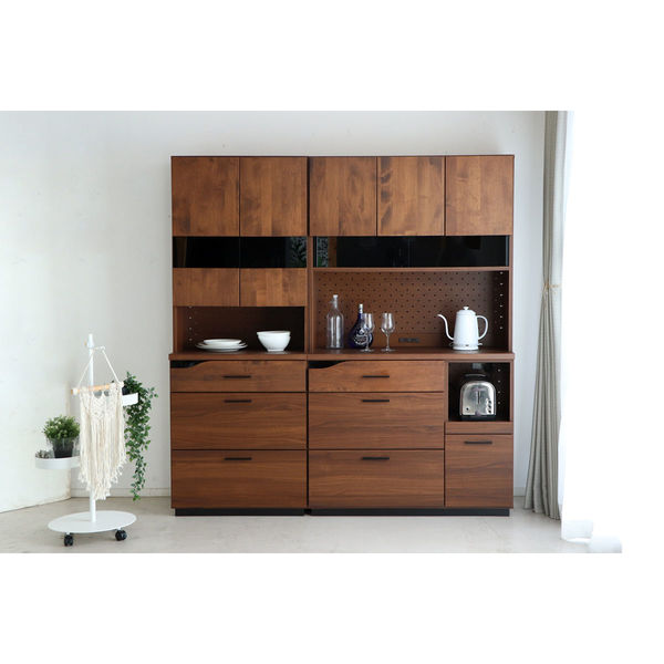 軒先渡し】クアトロ 食器棚 幅700×奥行450×高さ1850mm ブラウン