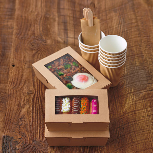 窓付ランチボックス 未晒し M 1袋（50枚入） - アスクル