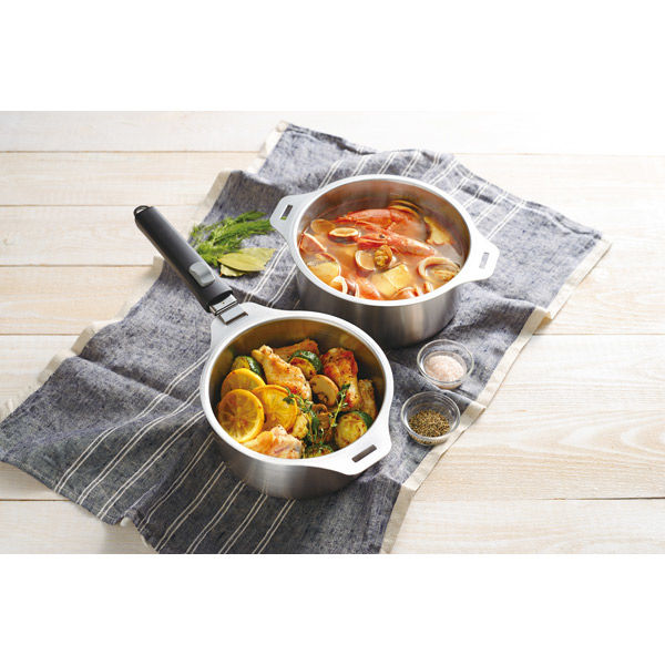 和平フレイズ 燕三 IH対応ハンドル着脱式鍋4点セット(蒸し台・中かご付