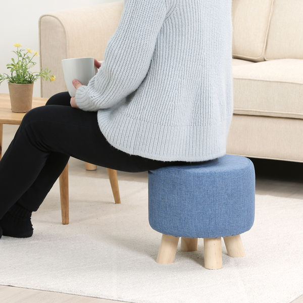 不二貿易 ミニファブリックスツール ラウンド ブルー 16442 1脚（直送