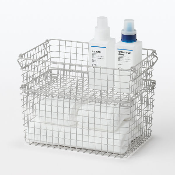 無印良品 スチールパイプ収納ラック用バスケットセット ウォームグレー