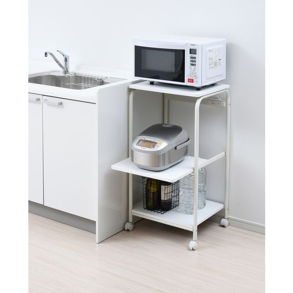 山善 YAMAZEN レンジラック 幅480×奥行415×高さ890mm サンドホワイト