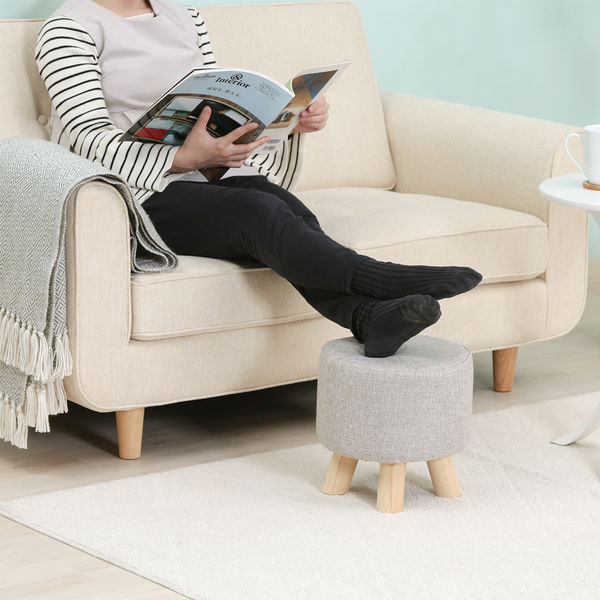 不二貿易 ミニファブリックスツール ラウンド ベージュ 16440 1脚