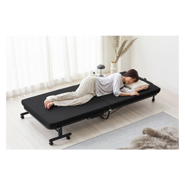 アイリスオーヤマ 折りたたみベッド OTB-TRR ブラック 1台（直送品