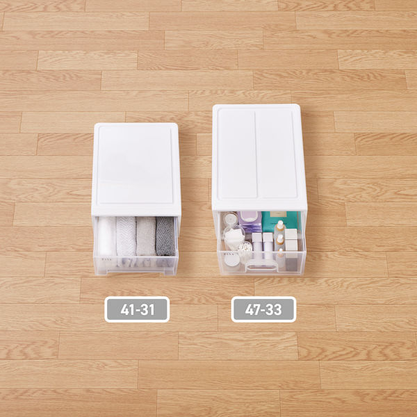 小物収納】天馬 フィッツケース 47ー33 ホワイト/クリア 幅33.0×奥行