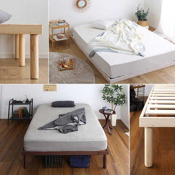ホームテイスト パイン材 高さ2段階調整脚付き すのこベッド ダブル