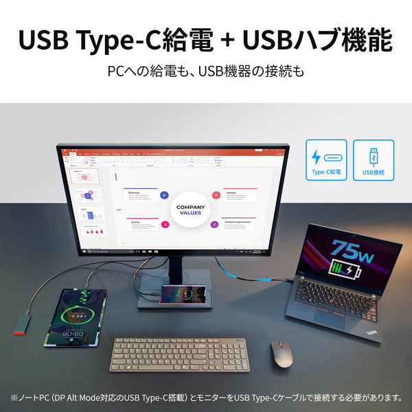 Lenovo ThinkVision T24h-20 23.8インチ液晶モニター 上下昇降機能