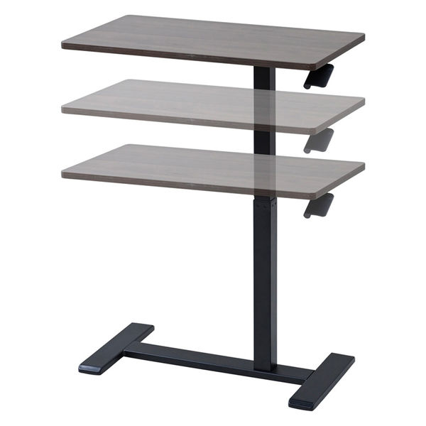 YAMAZEN レバー式昇降テーブル 幅700×奥行400mm ダークブラウン SUT