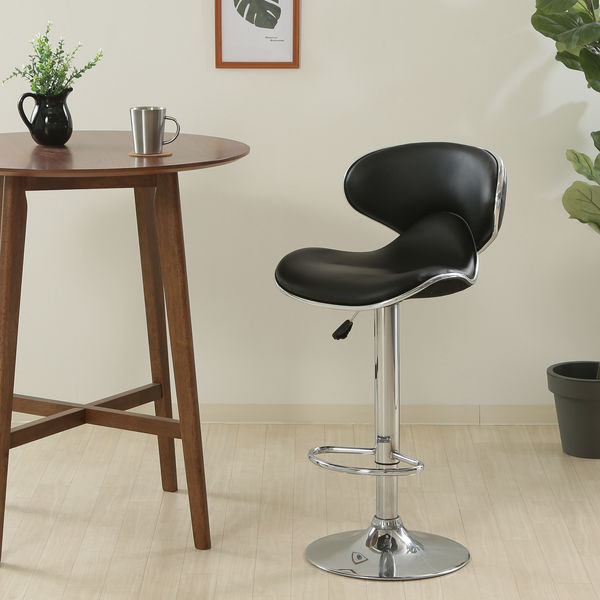 不二貿易 カウンターチェア シェル ブラック 93290 1脚（直送品