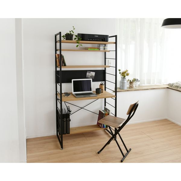 YAMAZEN ウッドシェルフデスク MWSD-1680E(OAK/SBK) 1台（直送品