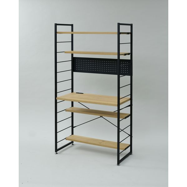 YAMAZEN ウッドシェルフデスク MWSD-1680E(OAK/SBK) 1台（直送品