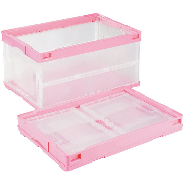 軽量折りたたみコンテナ CBS41NRL 43L ピンク透明 ACCN654 1セット（10