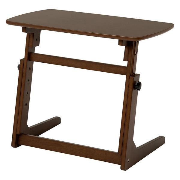 軒先渡し】萩原 昇降テーブル 幅650×奥行400×高さ700mm ダークブラウン