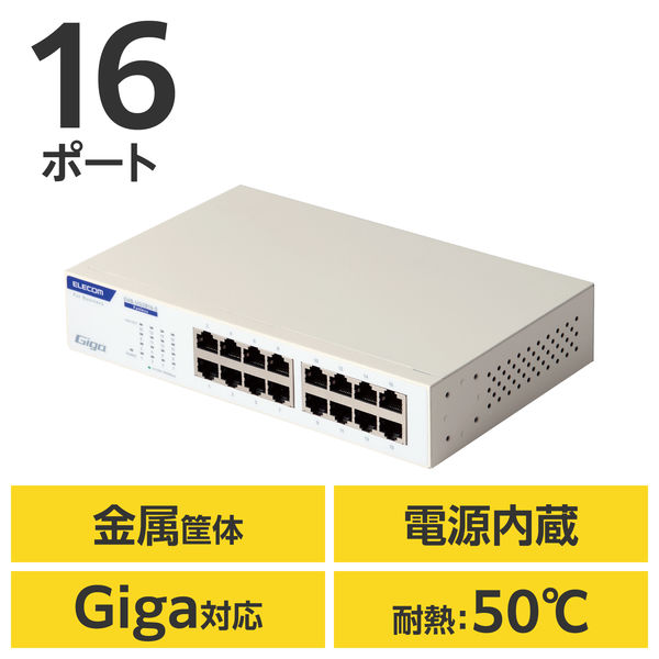 スイッチングハブ 16ポート ギガ LANハブ 電源内蔵 ループ防止 3年保証
